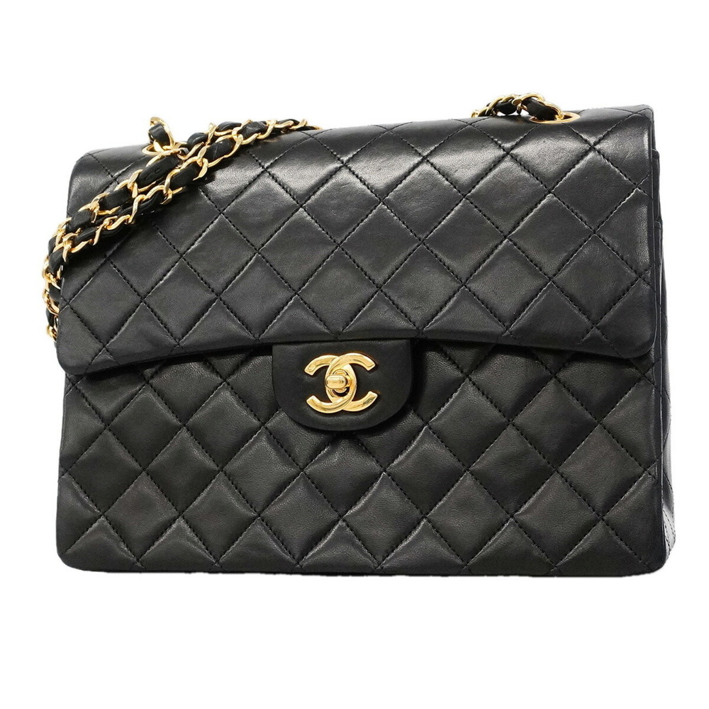Chanel Matelassé Shoulder Bag, Double Flap, Chain, Black, Women's, P3566428